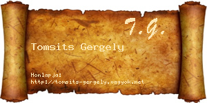 Tomsits Gergely névjegykártya